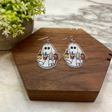 Acrylic Dangle Earrings - Halloween Ghost Drinks