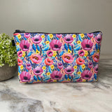Pouch - Floral Pink Yellow Poppy