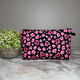 Pouch - Animal Print Heart on Black