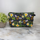 Pouch - Bees Daisy on Black