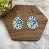 Acrylic Dangle Earrings - Easter - Egg-Shaped Animal Print Bunnies