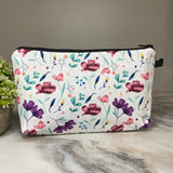 Pouch - Floral White Maroon Purple