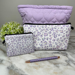 Pouch, Mini Pouch + More Bundled Set - Animal Print Purple