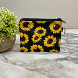 Mini Pouch - Sunflower On Black