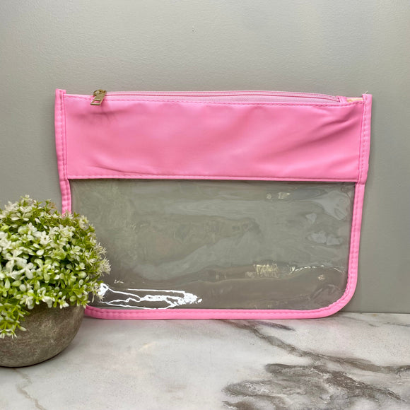 Clear Zip XL Pouch - Medium Pink