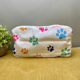 Stand Up Rectangle Zip Pouch - Corduroy - Paw Prints