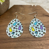 Acrylic Dangle Earrings - Easter - Egg-Shaped Animal Print Bunnies