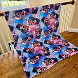 Blanket Halloween #19 - Skull Purple Blue