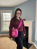 The Roni Nylon Crossbody - Animal Print Hot Pink