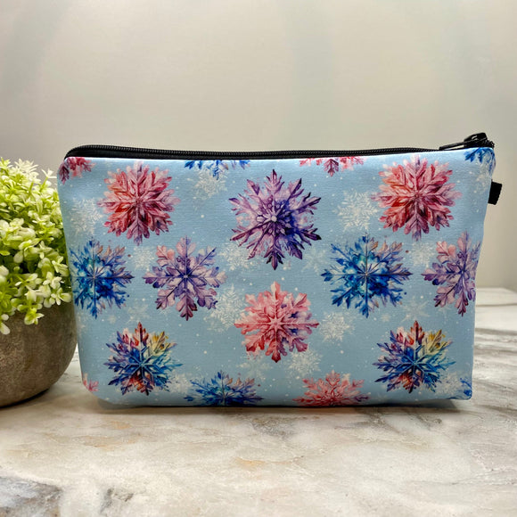 Pouch - Christmas Snowflake on Blue