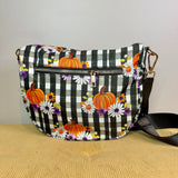 The Roni Nylon Crossbody - Halloween Fall Plaid Pumpkin Floral