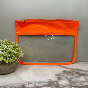 Pouch - XL Clear Zip - Neon Orange