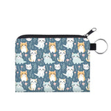 Mini Pouch - Cats in Field Blue
