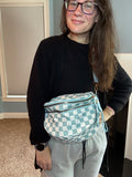 The Roni Nylon Crossbody - Checkered Aqua