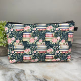 Pouch - Book Stack Roses Teal