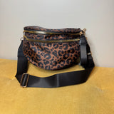 The Roni Nylon Crossbody - Animal Print Black & Caramel