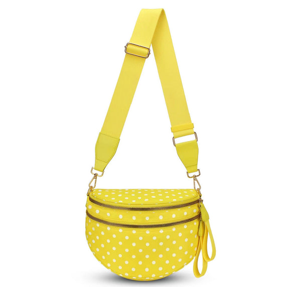 The Roni Nylon Crossbody - Polka Dot Yellow