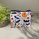 Mini Pouch - Halloween - White Pumpkin Bat