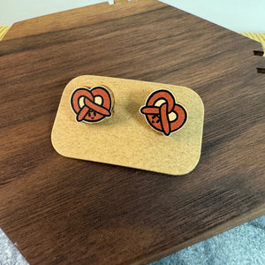 Wooden Stud Earrings - Pretzel