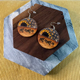 Wood & Acrylic Earrings - Half & Half - Mama Sunflower Butterfly