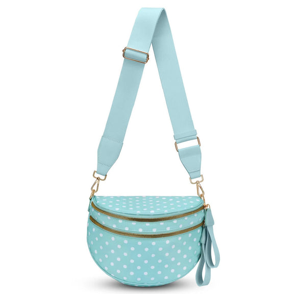 The Roni Nylon Crossbody - Polka Dot Aqua