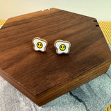 Wooden Stud Earrings - Egg