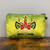Pouch - Holiday Christmas - Green Unicorn