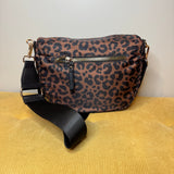 The Roni Nylon Crossbody - Animal Print Black & Caramel