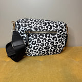 The Roni Nylon Crossbody - Animal Print White with Black