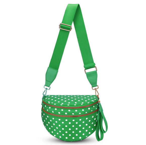 The Roni Nylon Crossbody - Polka Dot Kelly Green