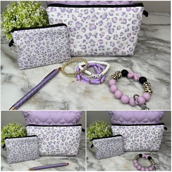Pouch, Mini Pouch + More Bundled Set - Animal Print Purple