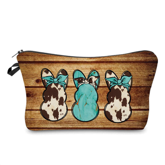 Pouch - Easter - Western Cow Turquoise Bunnies