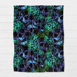Blanket - Halloween - Blue Green Skulls