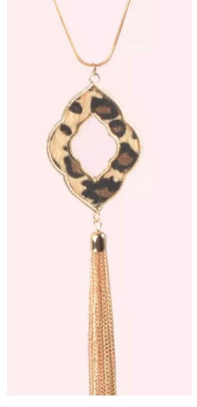 Golden Leopard Tassel Necklace