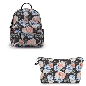 Pouch & Mini Backpack Set - Floral Pink Blue
