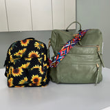 Pouch & Mini Backpack Set - Turquoise Sunflower