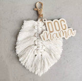 Keychain - Wood Dog Mom Macrame