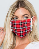 Red Plaid Pleated Mask