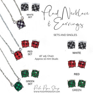 Plaid Necklace and Earrings Sets and Singles