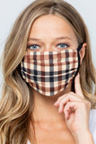 Tan Plaid Pleated Mask