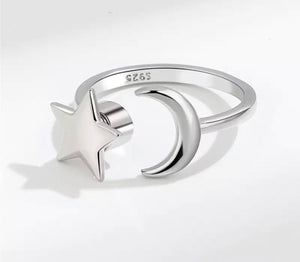Adjustable Star & Moon Fidget Ring