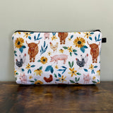 Pouch - Farm Animal Floral Highland Cow Pig Chicken