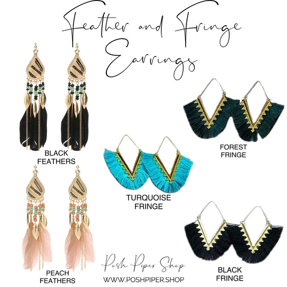 Feather and Fringe Earrings