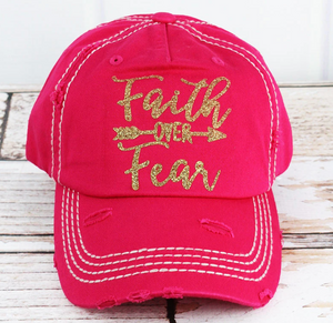 Distressed "Faith Over Fear" Hat